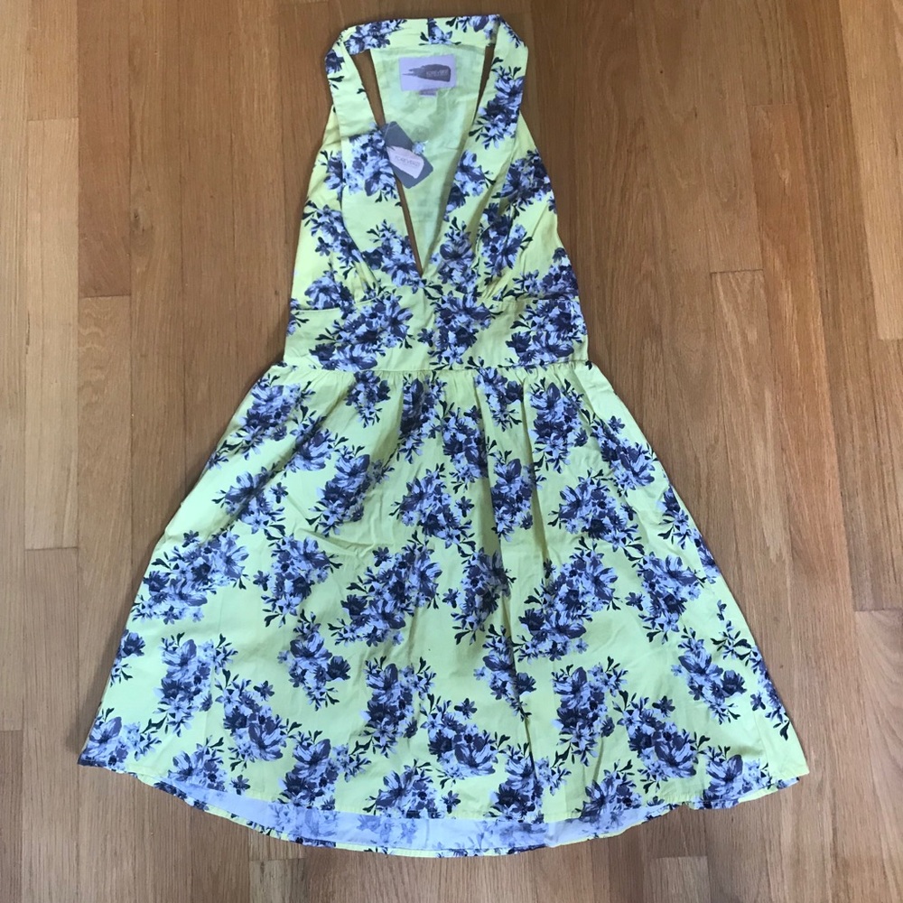 Summertime yellow halter top dress